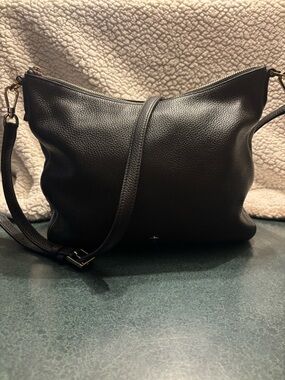 kate spade Minimalist Black Pebbled Leather Crossbody Bag